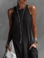 Two-Tone Pocket Maxi Dress
