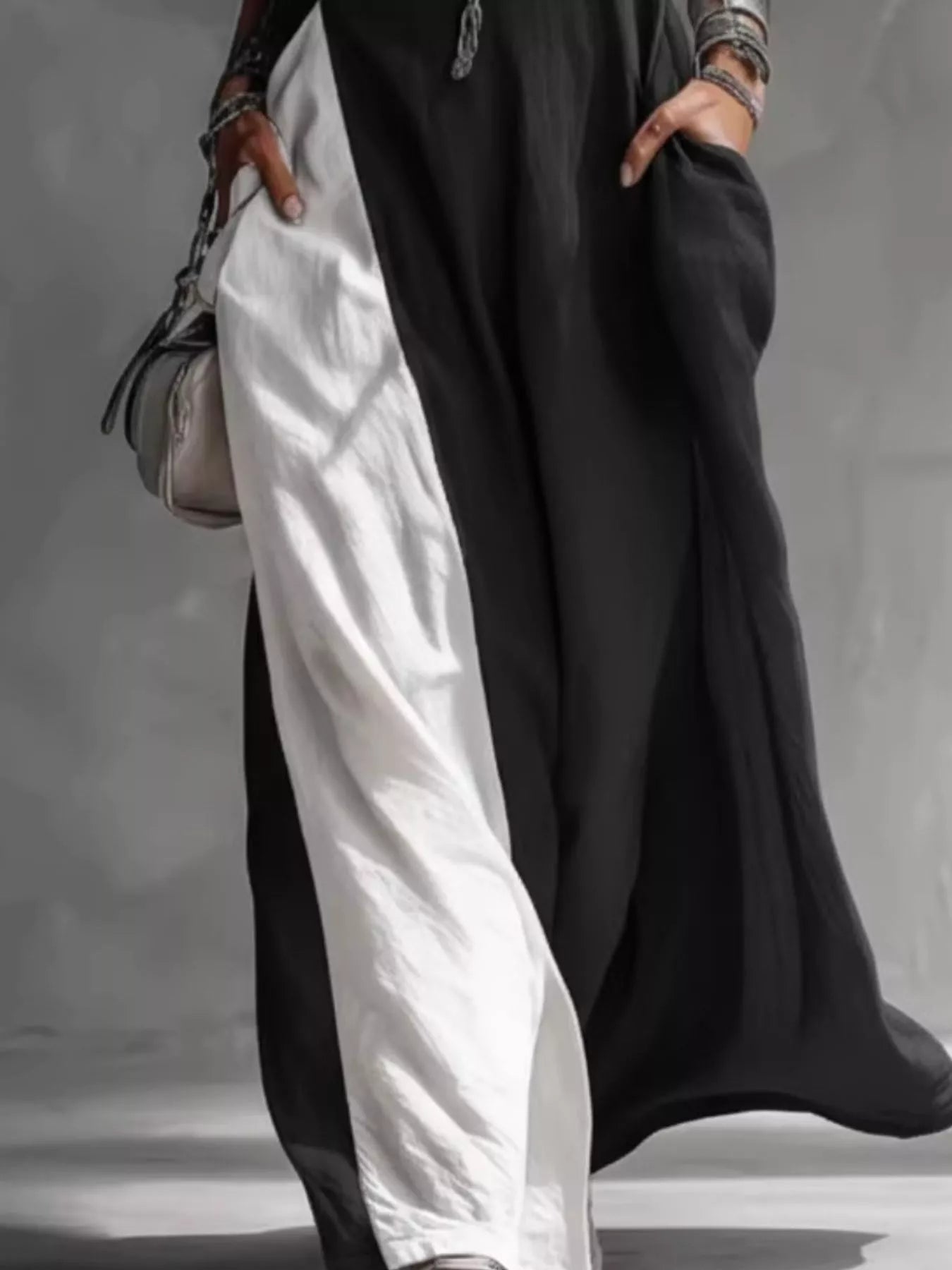 Two-Tone Pocket Maxi Dress