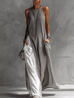 Two-Tone Pocket Maxi Dress