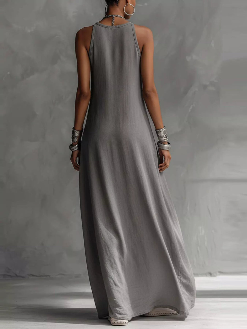 Two-Tone Pocket Maxi Dress