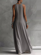 Two-Tone Pocket Maxi Dress