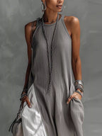 Two-Tone Pocket Maxi Dress